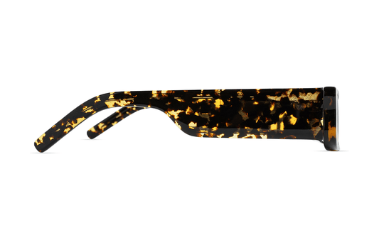 Maison Mata dark tortoiseshell acetate rectangular frame side view — lunettes acétate écaille foncée profil — kacamata asetat tortoise gelap samping — Bali handmade acetate eyewear