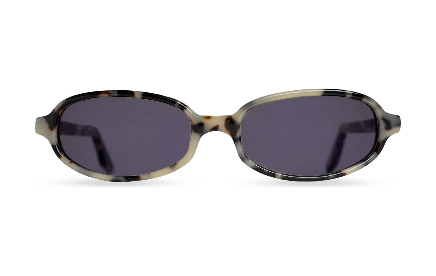 Maison Mata handmade white marble acetate oval sunglasses with dark grey lenses — lunettes de soleil ovales acétate marbre blanc verres gris — kacamata oval asetat marmer putih lensa abu-abu — gafas ovaladas mármol blanco — Bali handmade eyewear