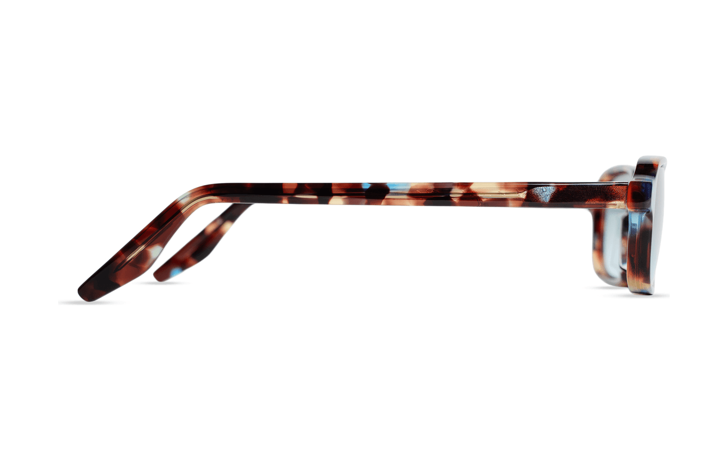 Maison Mata tortoiseshell acetate slim rectangular frame side view — lunettes acétate écaille fines profil — kacamata asetat tortoise samping — Bali handmade acetate eyewear