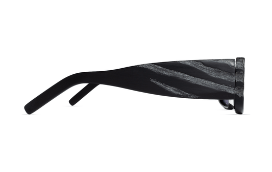 Maison Mata granite marbled acetate rectangular frame side view — lunettes acétate marbré granit profil — kacamata asetat marmer granit samping — Bali handmade acetate eyewear