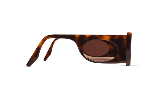 Maison Mata Velvet hammer tortoiseshell acetate rectangular sunglasses, side view, handmade in Bali