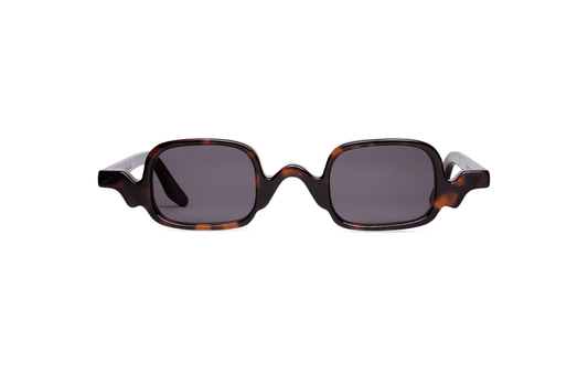 Maison Mata Will handmade tortoiseshell acetate square sunglasses, front view with grey lenses