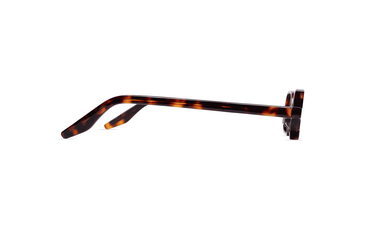 Maison Mata Will tortoiseshell acetate square sunglasses, side view, handmade in Bali