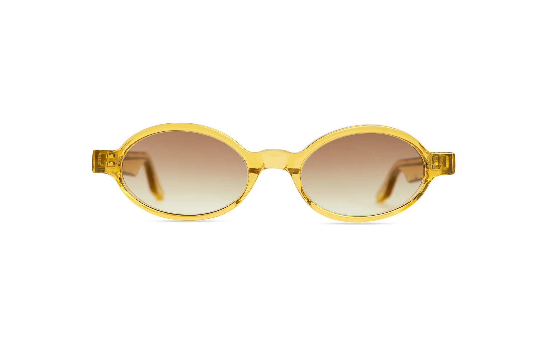 نظارة شمسية بيضاوية Citrus Twist بلون gold من Maison Mata، بمنظر أمامي. نظارات من بالي.