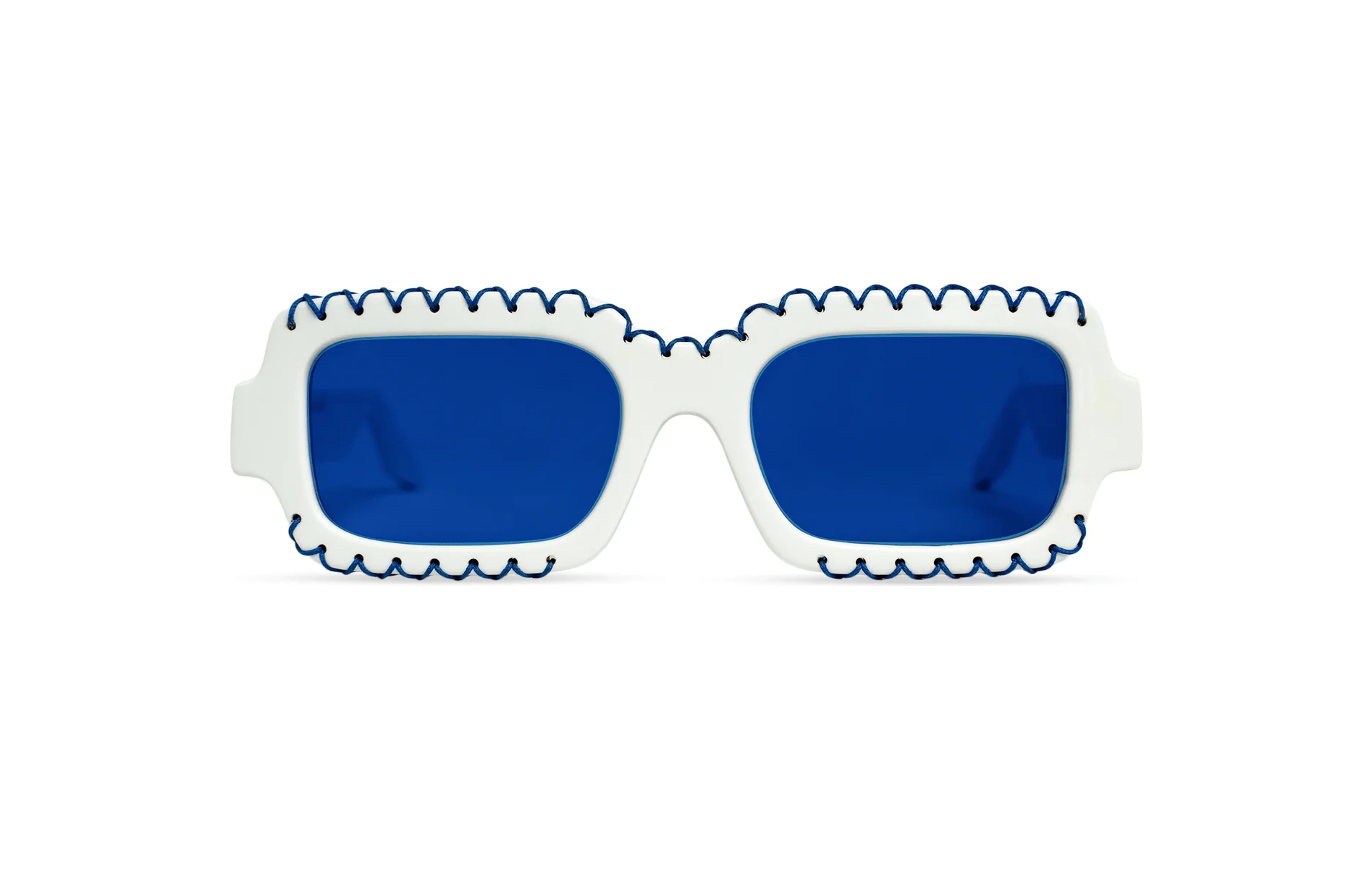 Maison Mata Eye Candy white rectangular sunglasses Bali front
