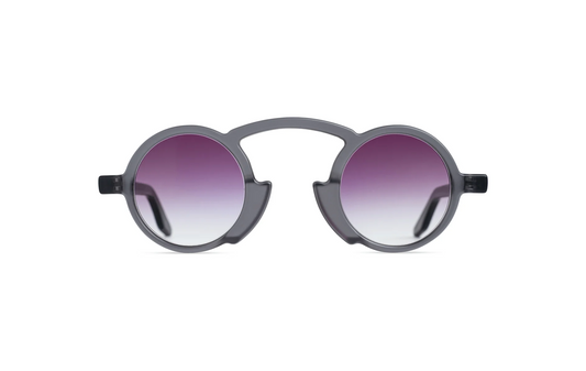Maison Mata Midnight Mimosa crystal grey round sunglasses Bali front