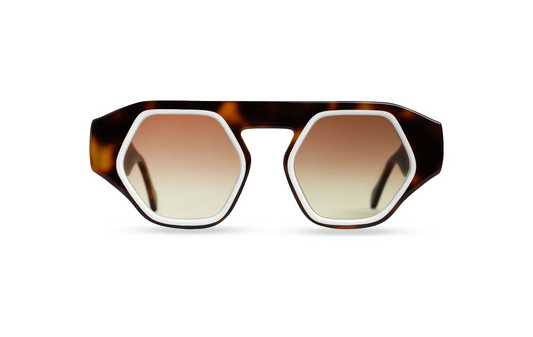 Maison Mata Nebula tortoise hexagonal sunglasses Bali front