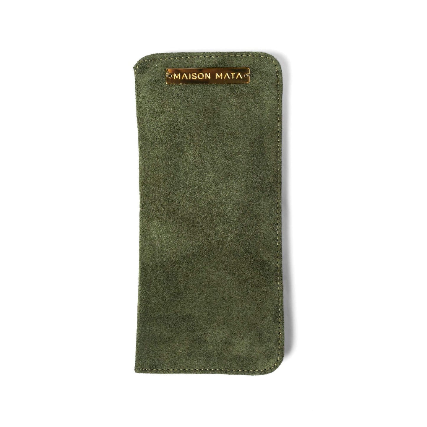 Maison Mata olive suede softcase, a handmade glasses case from Bali
