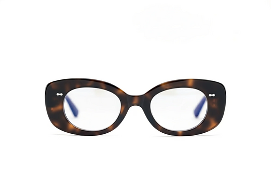 Optical cat-eye acetate glasses in tortoise with blue-light or anti-reflective at the Maison Mata Ubud boutique in Bali.