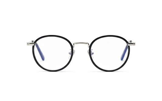 Eyewear black acetate with blue-light protection fitted by Maison Mata opticians in Kuta in Bali.