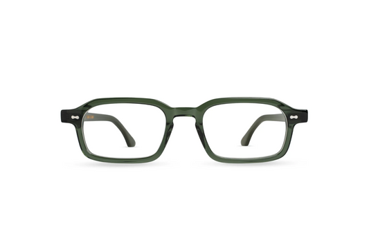 Komodo Rise optical glasses olive green acetate with transparent blue light lenses – Maison Mata