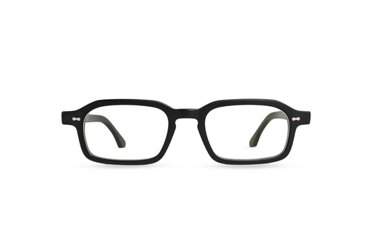Komodo Rise optical glasses black acetate with transparent blue light lenses – Maison Mata