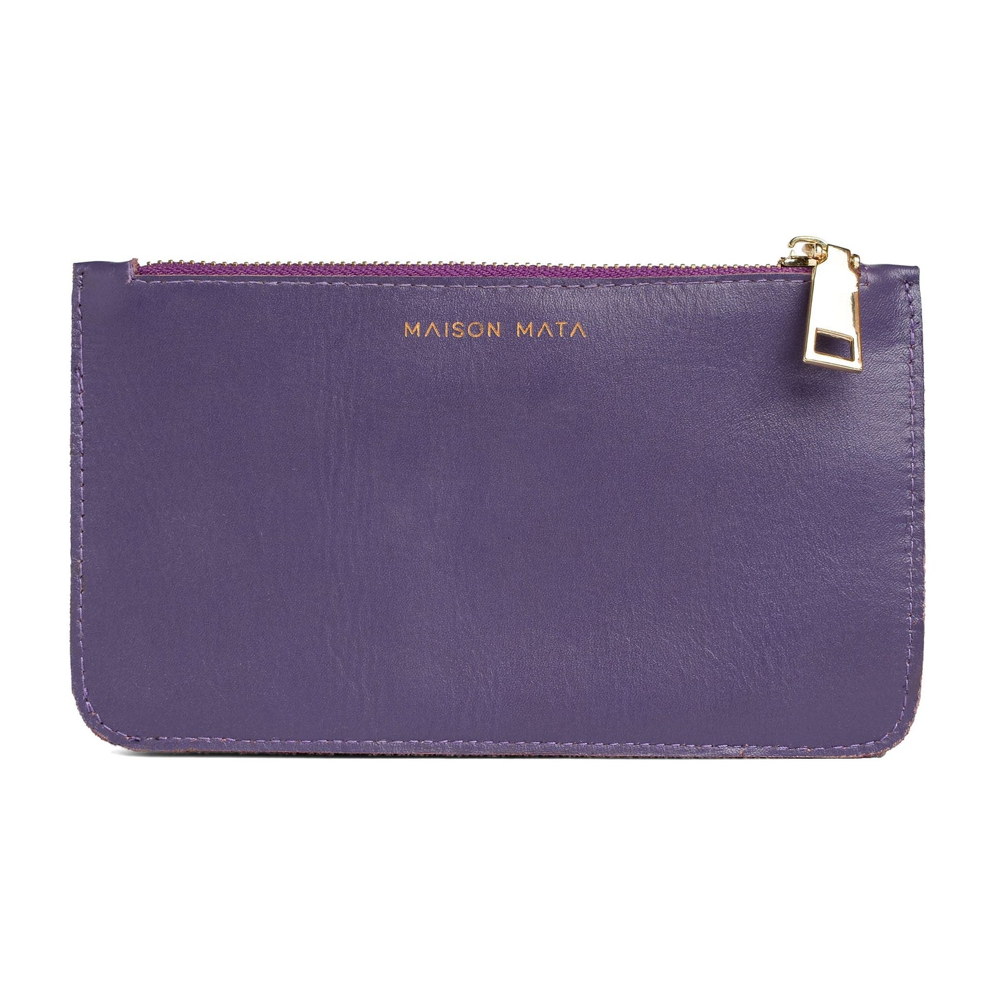Maison Mata purple leather wallet, handcrafted in Kerobokan Bali