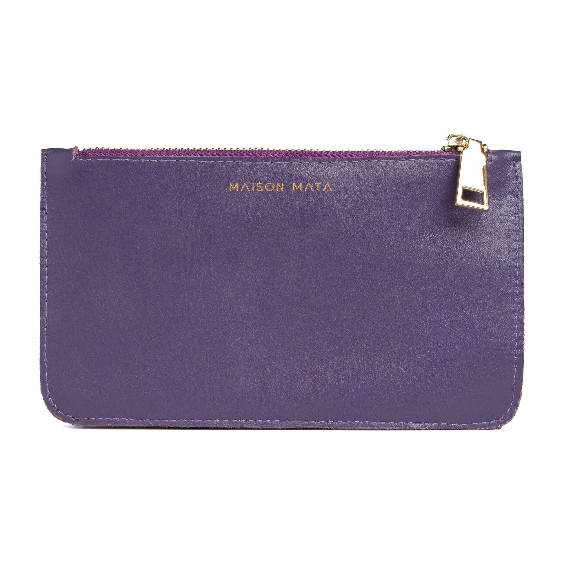 Maison Mata purple leather wallet, handcrafted in Kerobokan Bali