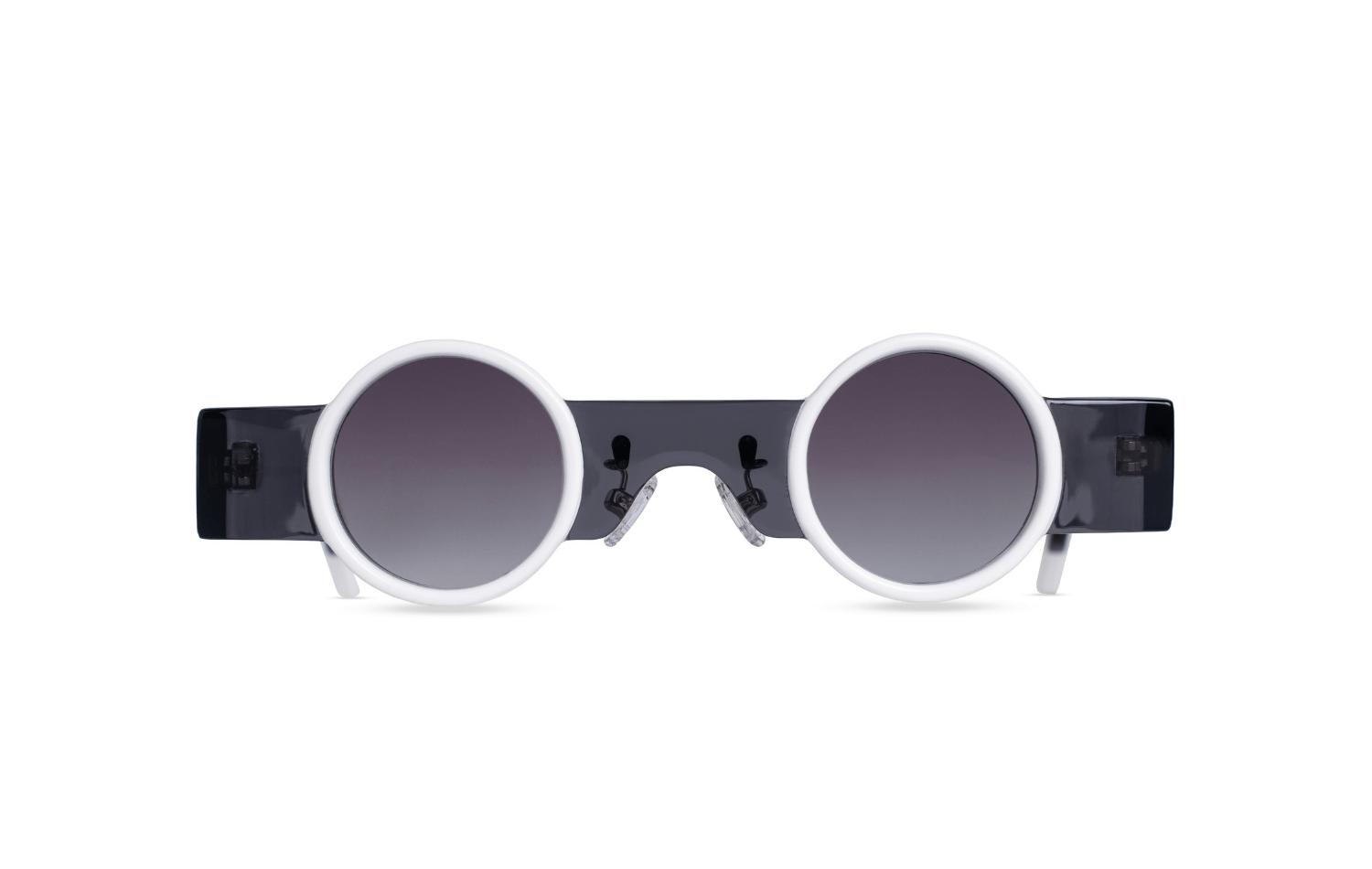 Kacamata hitam bulat dengan basis berbentuk kotak yang dibuat dengan tangan dalam asetat hitam dengan lensa polarized – unisex – Maison Mata