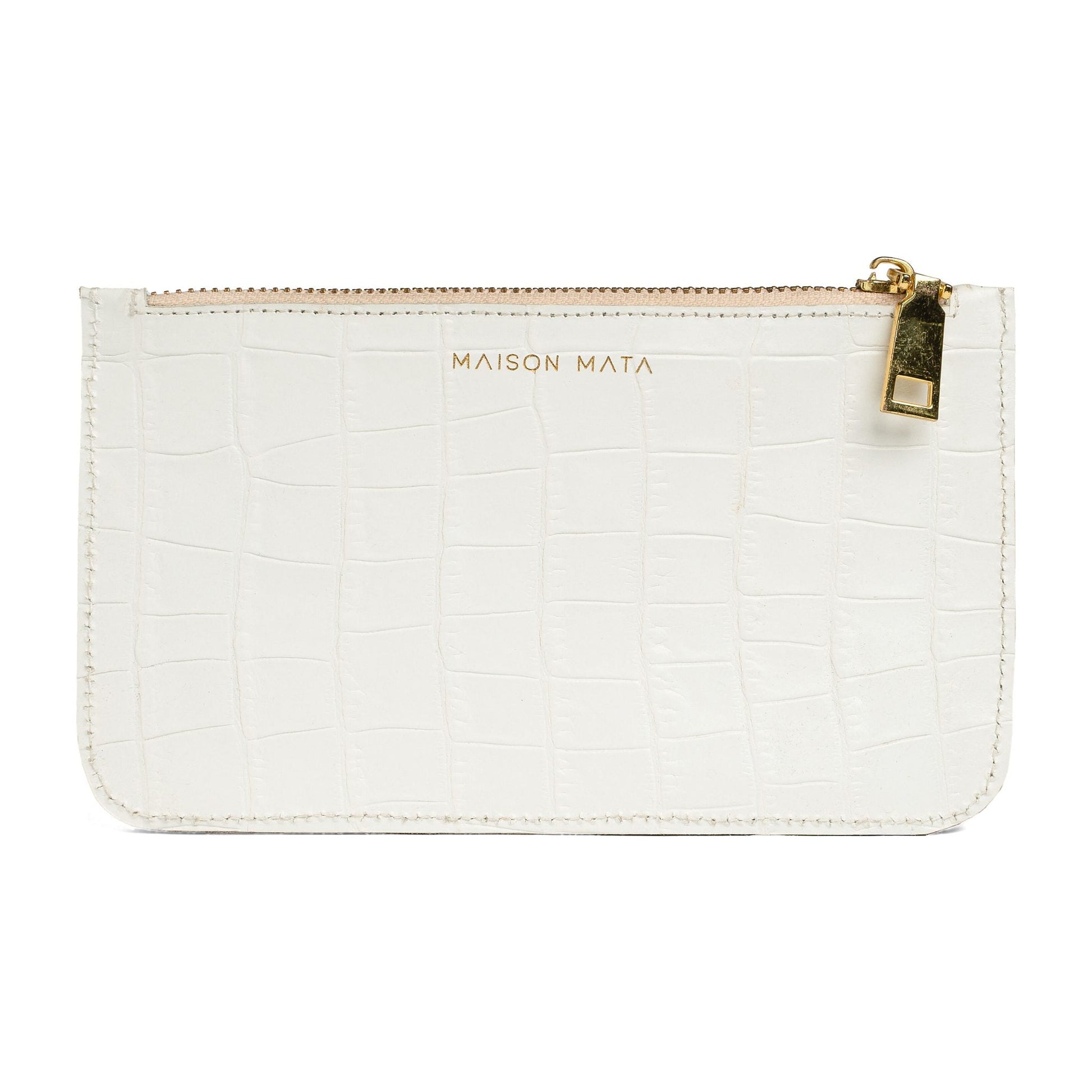Maison Mata white croco leather wallet, handcrafted in Kerobokan Bali