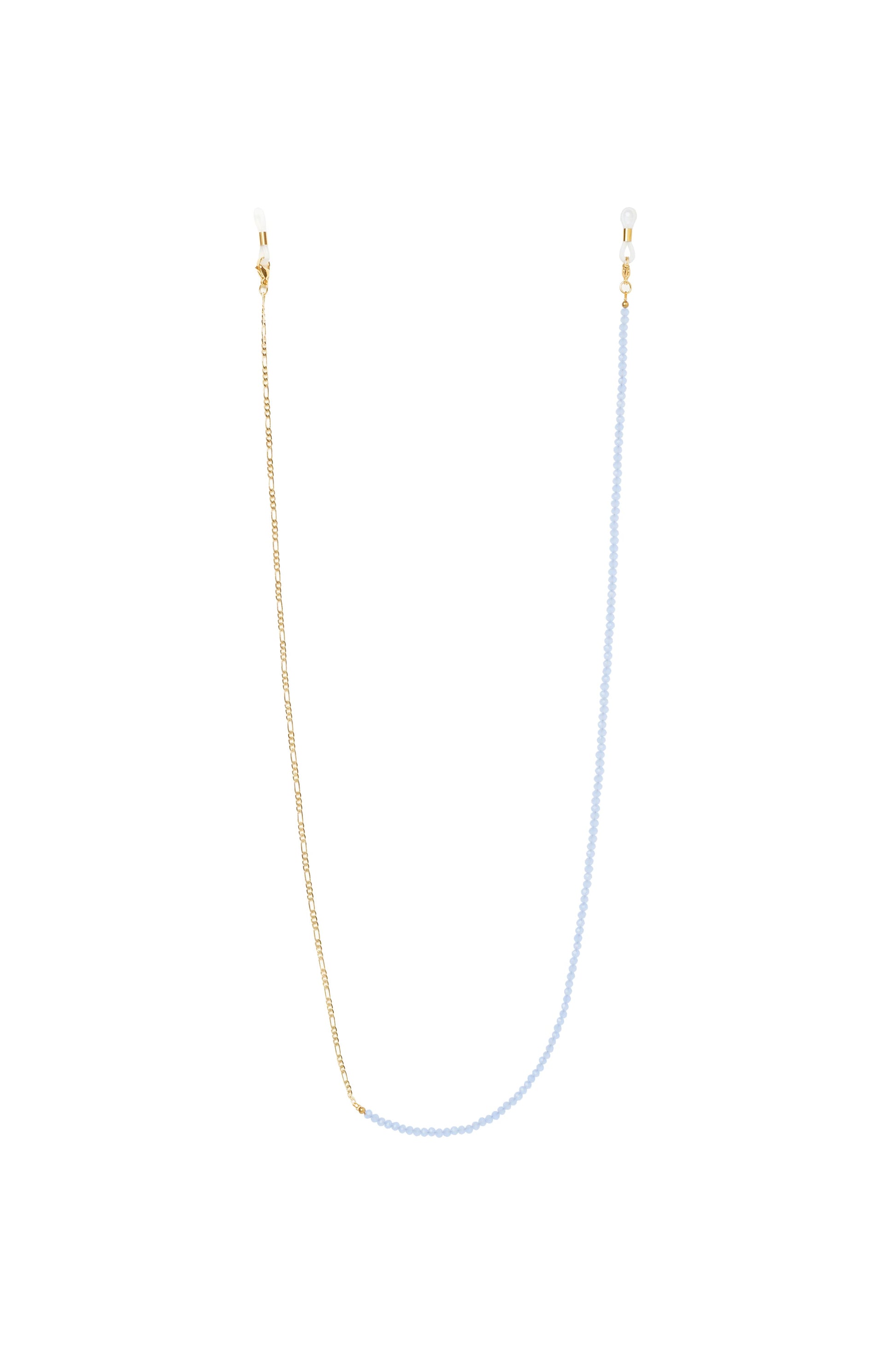 Women’s gold eyewear chain with semi-precious stone, artisan-made in Bali.